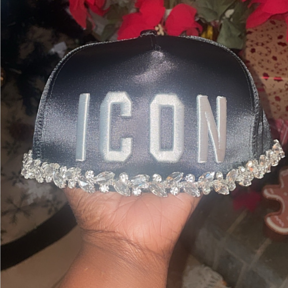 Black ICON Cap with Crystal Embellishments